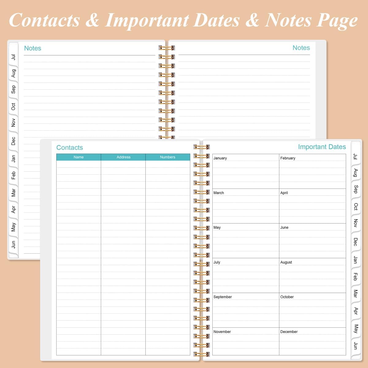 2025-2026 Daily & Monthly Planner - One Page Per Day, Daily Planner from July 2025 to June 2026, Planner 2025-2026 with 12 Monthly Tabs, 6.4" x 8.5", Rose Flower