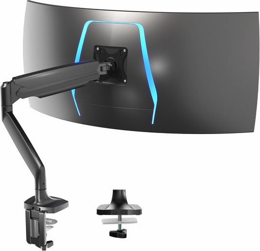VIVO Premium Aluminum Heavy Duty Single Monitor Arm for Ultrawide Monitor up to 40 inches and 30 lbs, Desk Mount Stand, Pneumatic Height, Max VESA 100x100, Black, STAND-V110Q