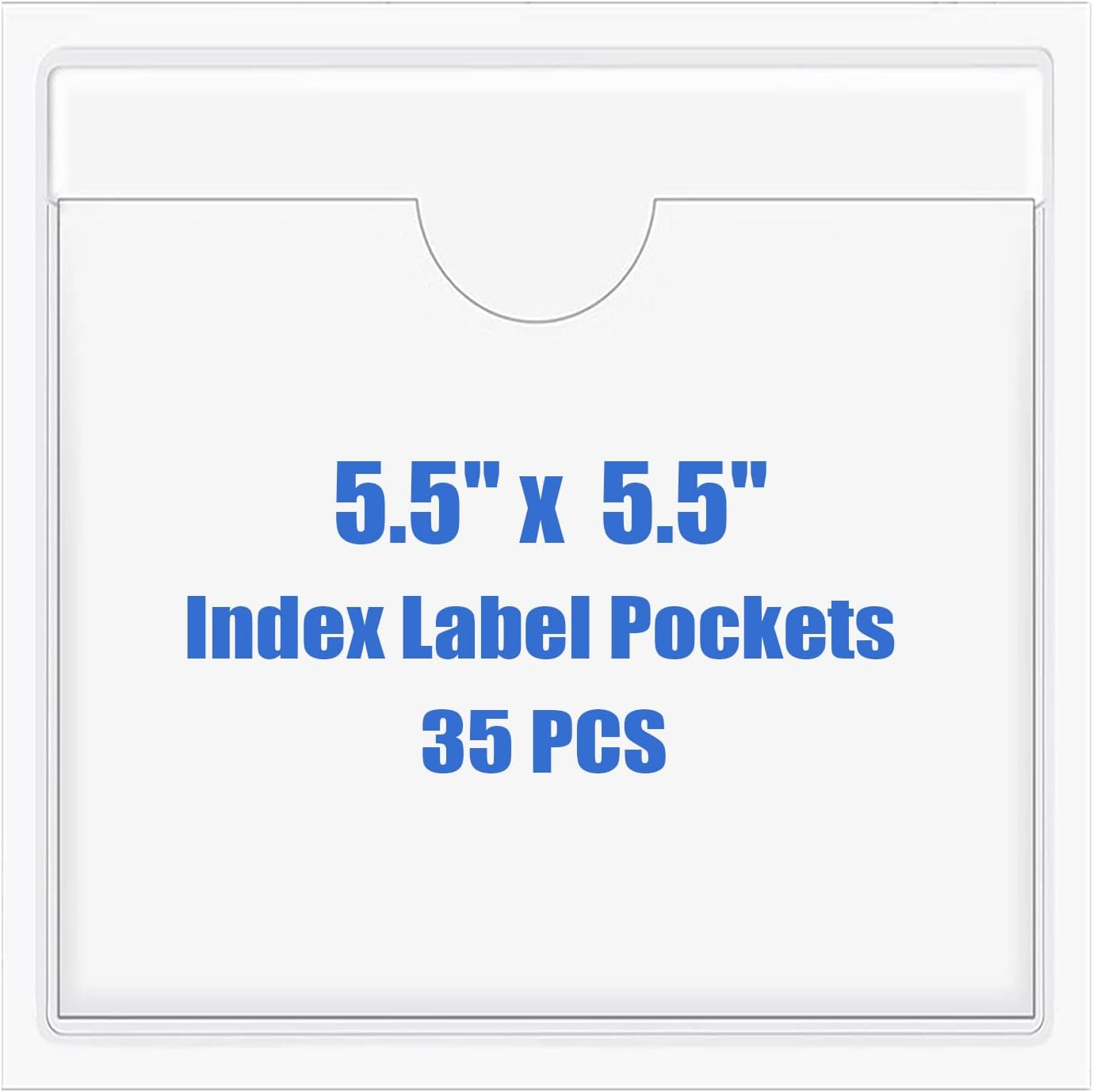 Origin-Joy 35 PCS Self Adhesive Index Card Pockets with Top Open, Clear Plastic Label Holder for Cards of Note, Library and Business, Adhesive Label Pockets & Card Holder (5.5 x 5.5 inch)