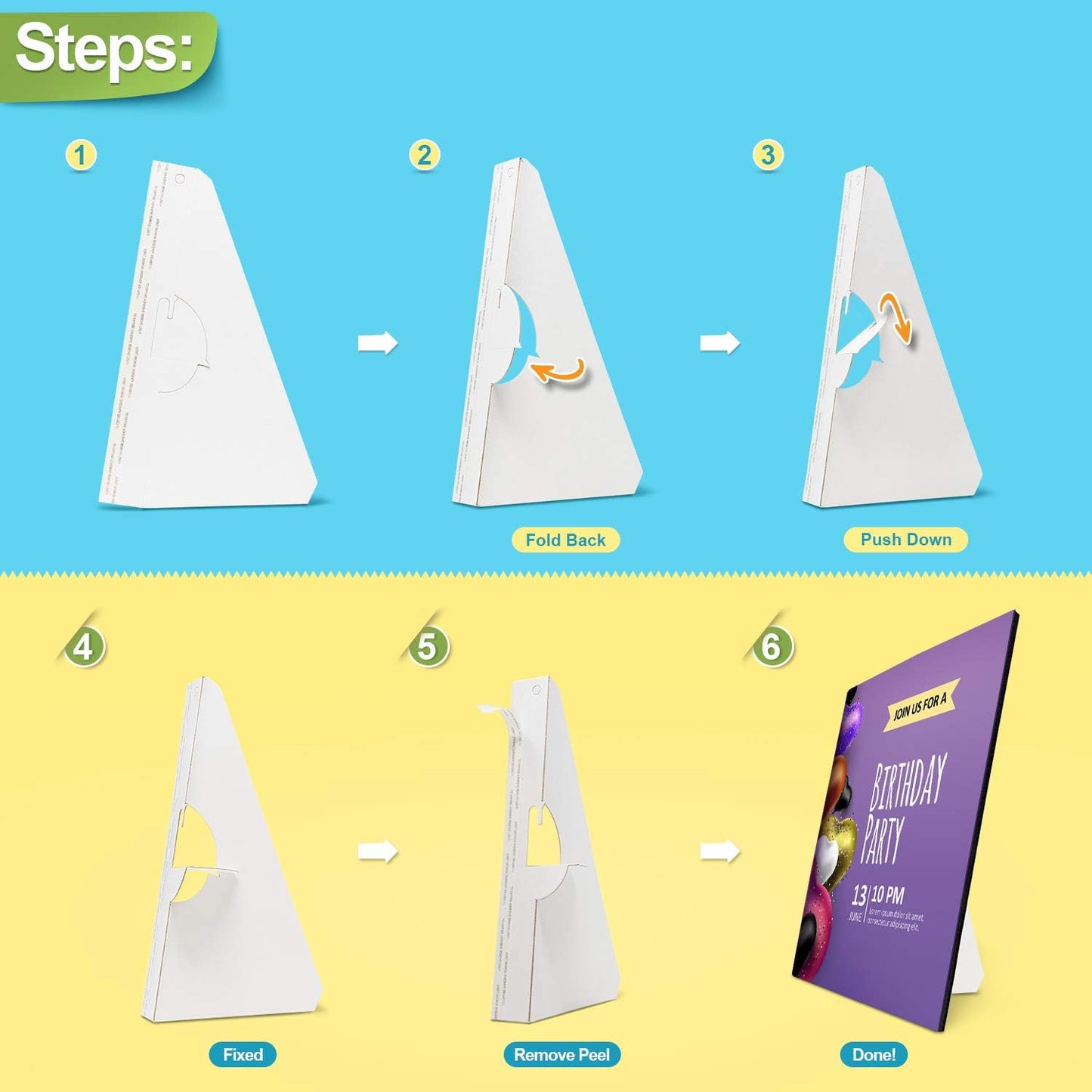 Golden State Art, 15 Inch Self Stick Easel Back, Cardboard Stand, Single Wing, Archival Quality, Display Posters Pictures Brochures, Easy and Fast Application (Pack of 50) White, Made in USA