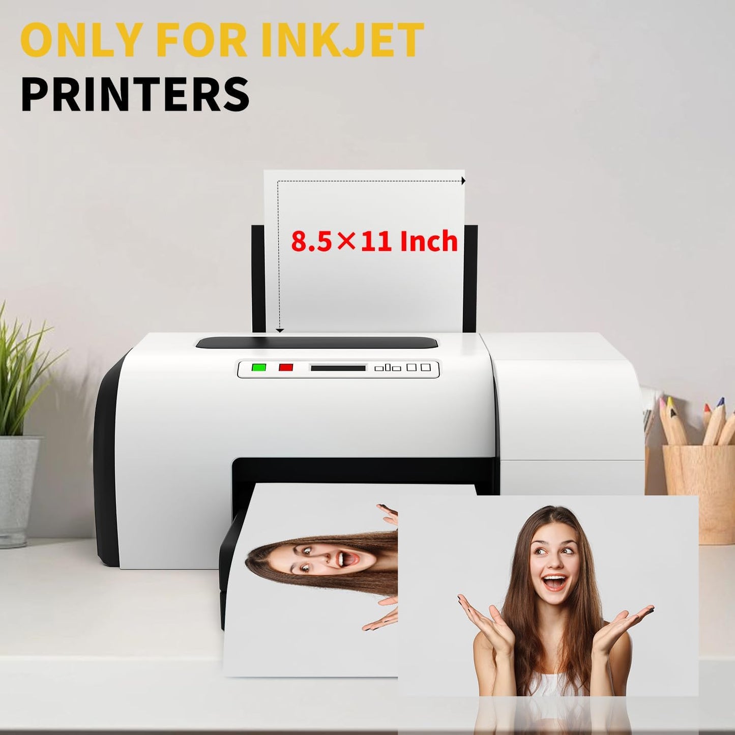 50 Sheets Printable Magnetic Sheets 8.5x11 Inches for Inkjet Printers, Glossy White Magnetic Print Paper, 12mil Thickness, Flexible Magnet Photo Paper for Refrigerator DIY Crafts