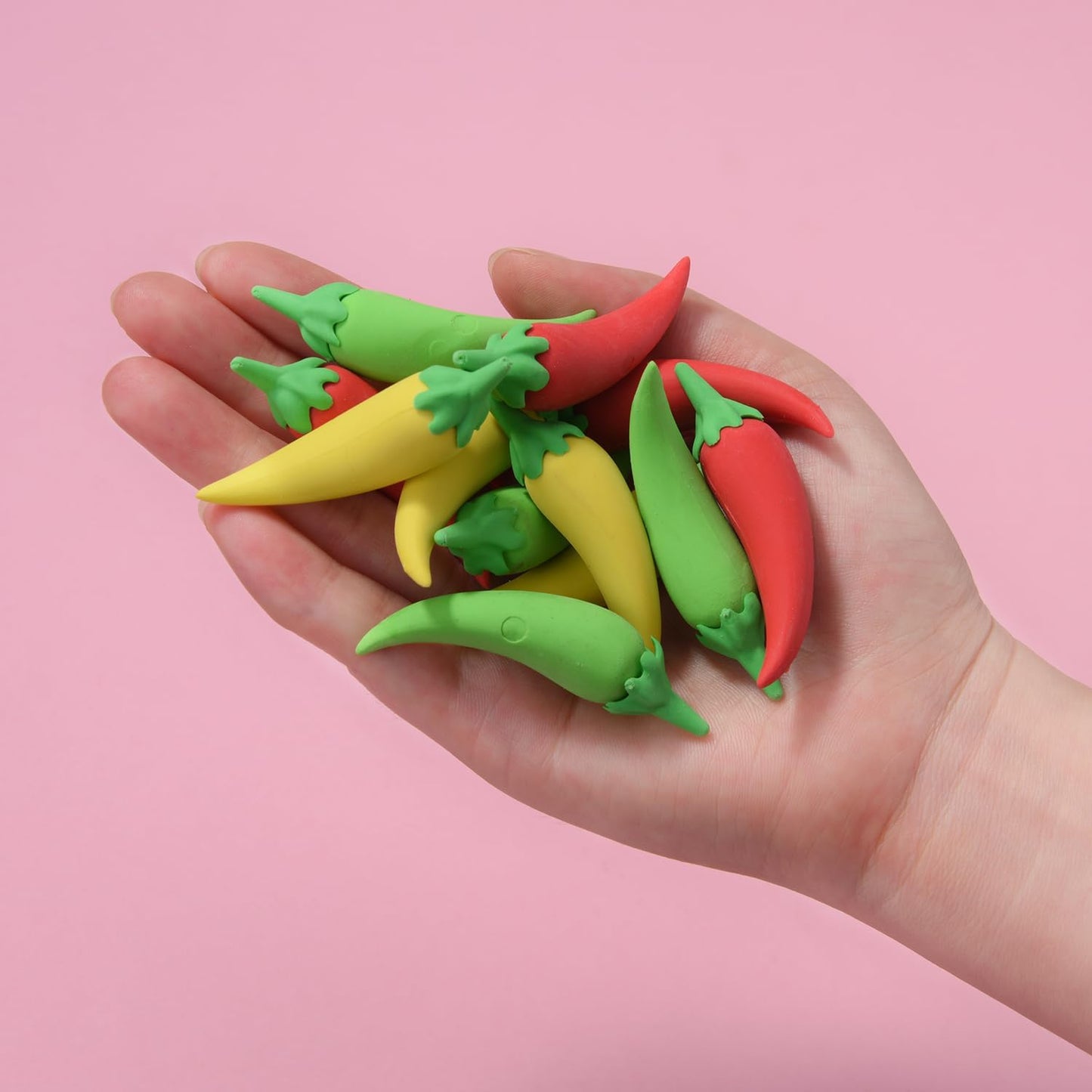 18 Pack Chili Pepper Erasers for Kids, 3D Food Erasers for Boys and Girls, Fun Take Apart School Supplies, Prize Gifts, Party Favors