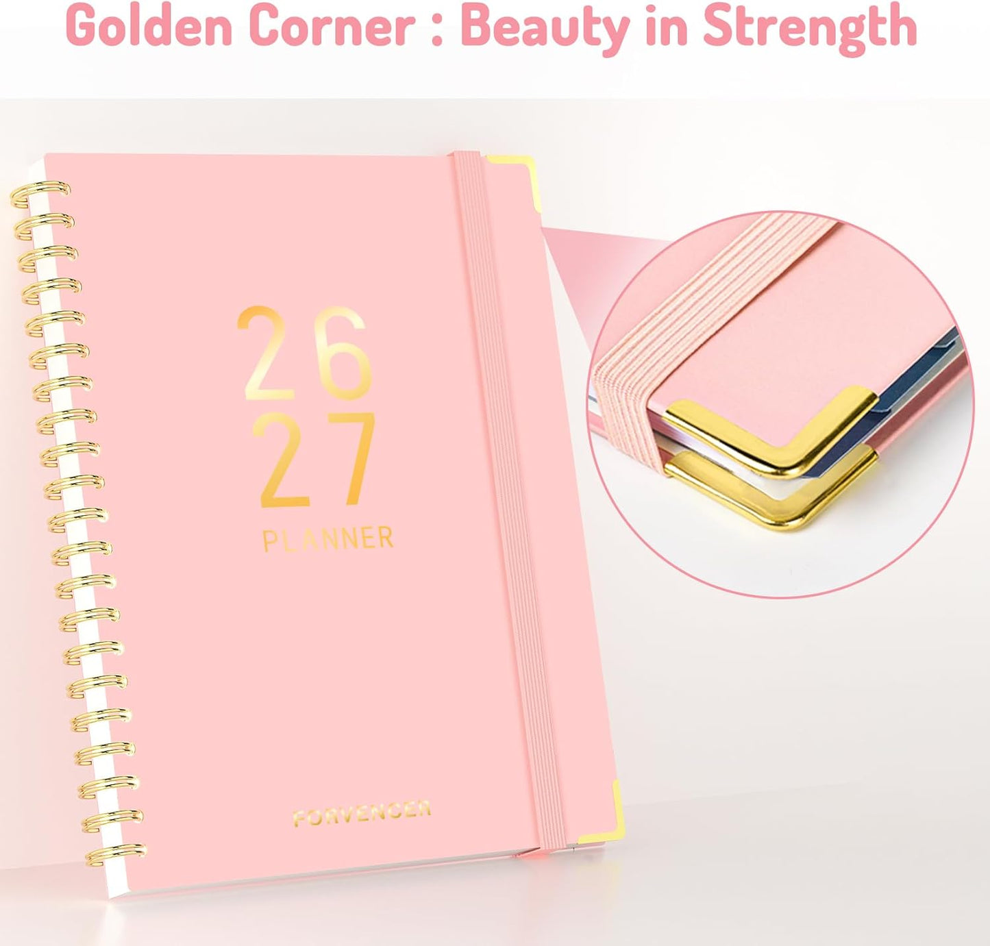 Forvencer Planner 2026-2027, 18 Month Weekly and Monthly Calendar Planner, Jan 2026 -June 2027, 6.3" x 8.4", Daily Agenda Book with Tabs, College Organizer Notebook, School Supplies for Student Teacher Classroom, A5, Green