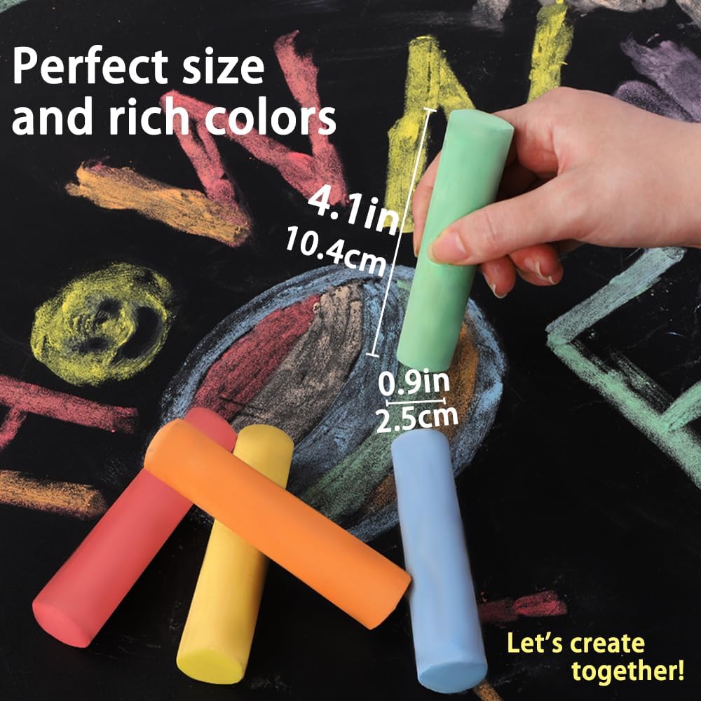 60 PCS Sidewalk Chalks Set Washable Colored Jumbo Chalk Bulk 20 Colors for Students Teens School Supplies Driveway and Playground Outdoor Games Activities