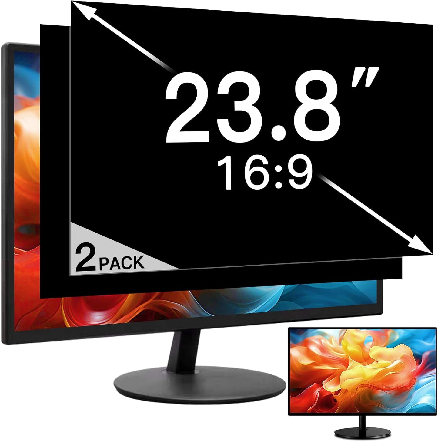 2 Pack 23.8 Inch Privacy Screen for Computer Monitor 16:9 Aspect Ratio, Eye Protection Anti Glare Computer Screen Cover, Removable Anti-Scratch Computer Screen Privacy Shield for 23.8'' Widescreen Monitor