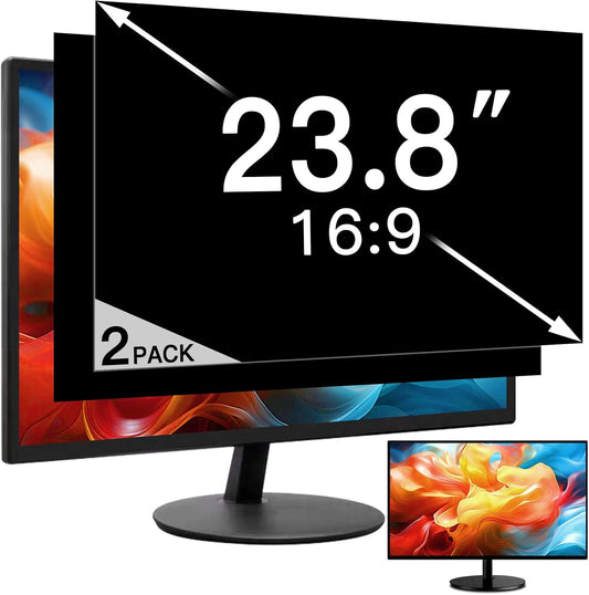 2 Pack 23.8 Inch Privacy Screen for Computer Monitor 16:9 Aspect Ratio, Eye Protection Anti Glare Computer Screen Cover, Removable Anti-Scratch Computer Screen Privacy Shield for 23.8'' Widescreen Monitor