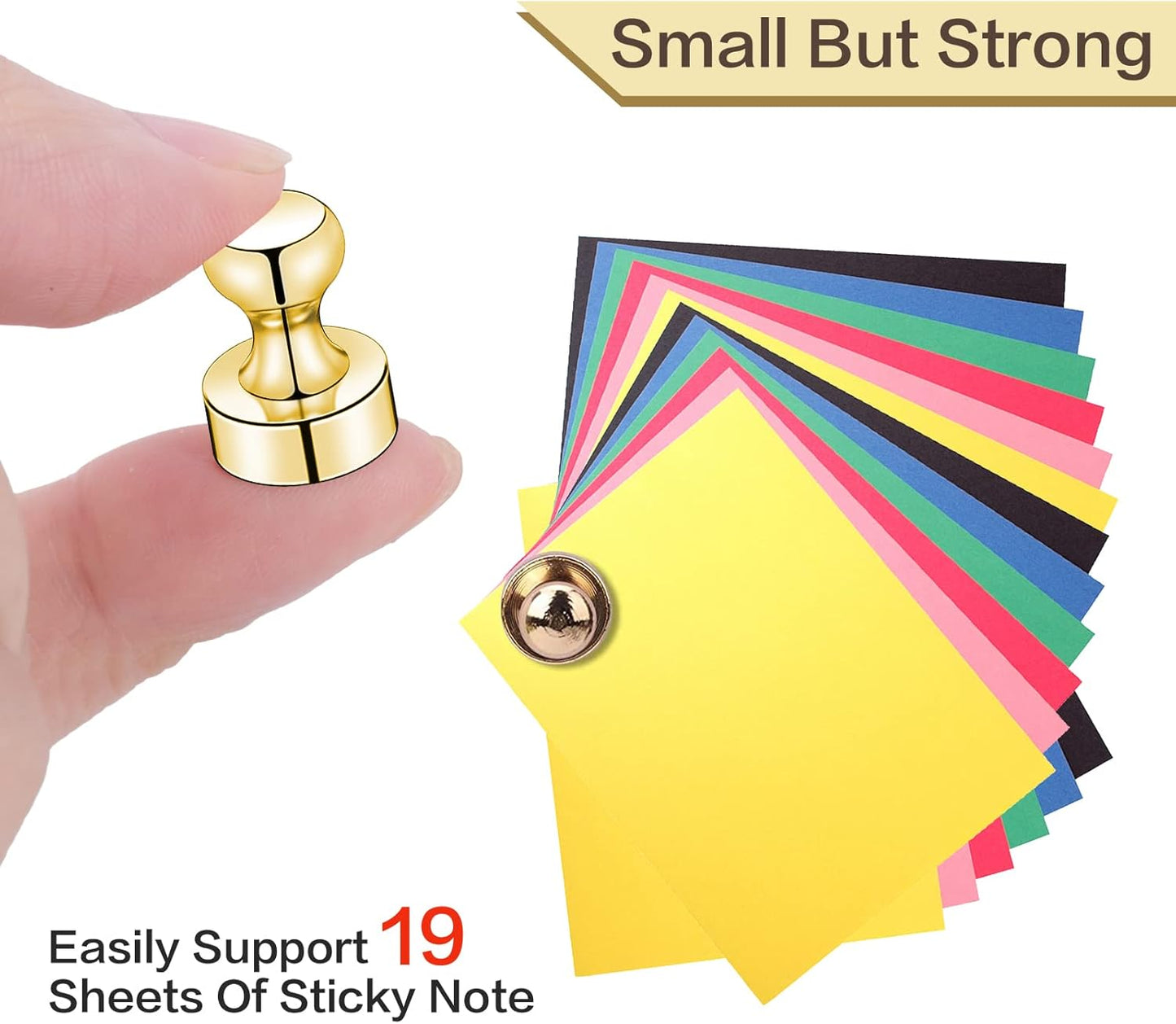 20 PCS Refrigerator Magnets, Gold Metal Push Pin Magnets, Ideal for Whiteboard, Fridge, Office, Classroom, Map