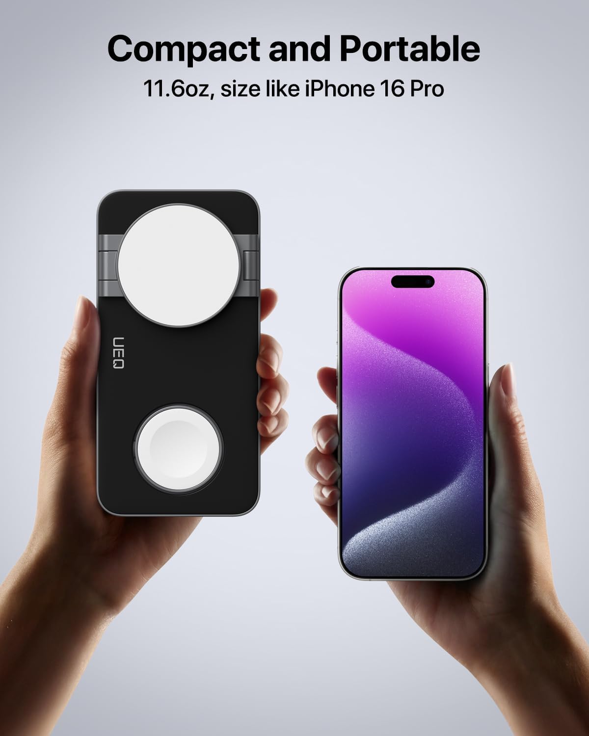 Foldable 3 in 1 Wireless Charging Station for Apple Compatible with Magsafe Charger Stand,Magnetic Wireless Charger Station for iPhone 17 Air16 15 14 13 12 Series,Airpods Pro,Apple Watch(Black)