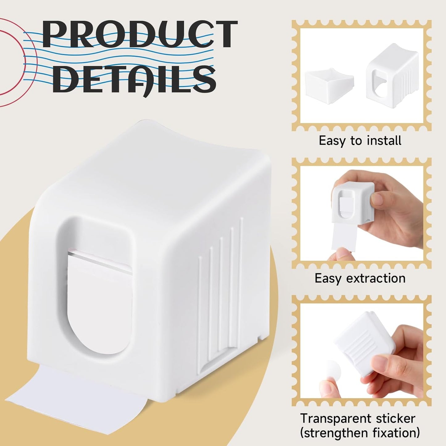 Maitys 6 Pcs Postage Stamp Dispenser for a Roll of 100 Stamps Lightweight Plastic Stamp Roll Holder for 100 Holder Organizer Forever Stamps Mailing Desk Table Home and Office Supplies(White)