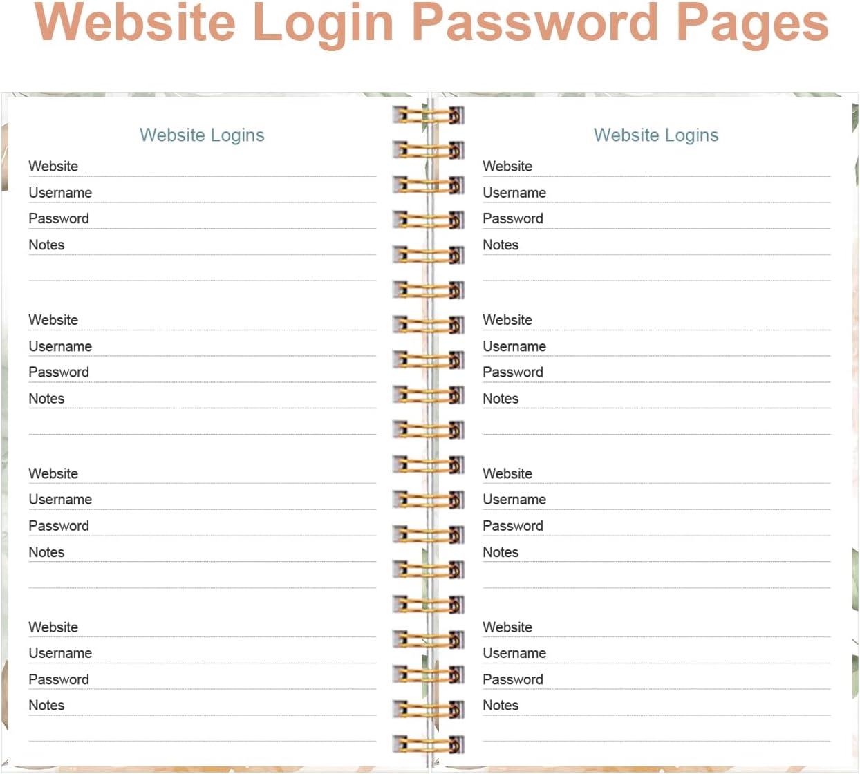 Address Book with Alphabetical Tabs - Small Address Book Spiral with Address Contacts, Special Date, Phone, Birthday & Internet Login Password for Home and Office, 4.3" x 6.2", Rose Leaf