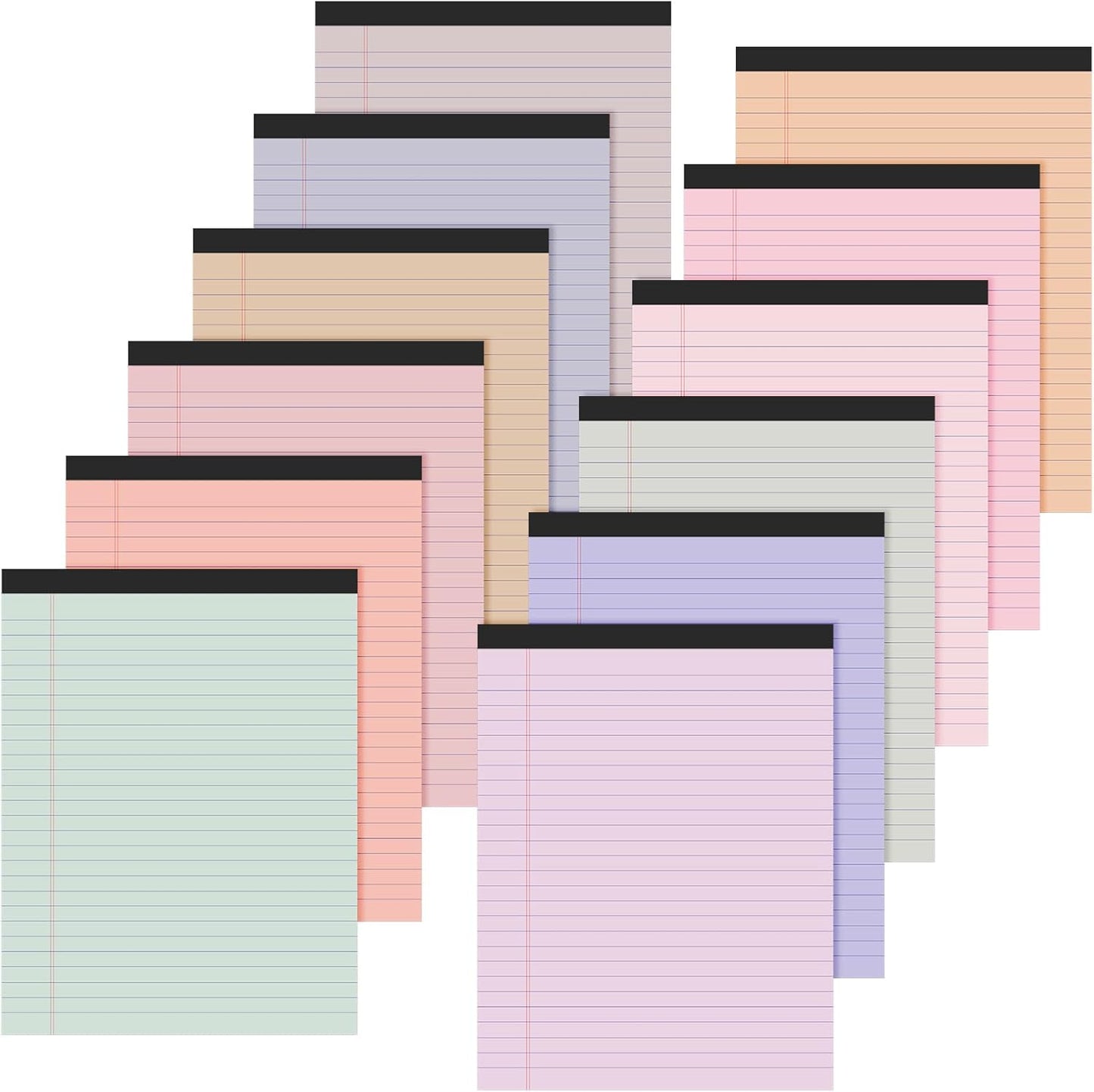 Lincia 12 Pcs Colored Legal Pad Writing Pads 8.5 x 11 Inch Wide Ruled 50 Sheets Per Notepad Micro Perforated Writing Notepad for School, College, Office, Business (Pastel Colors)