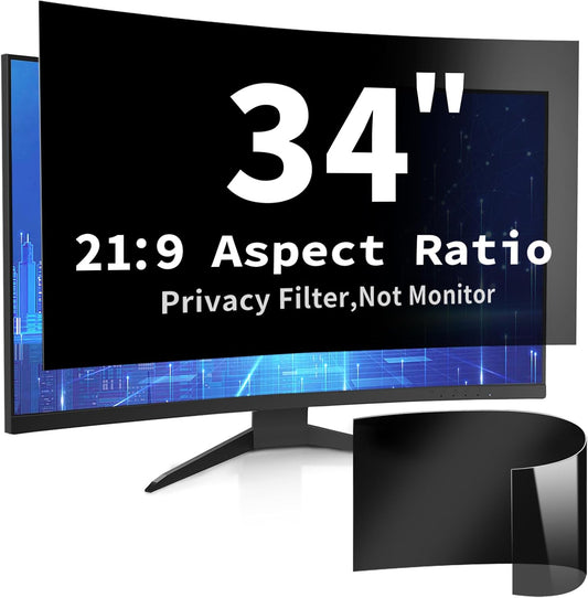 34 Inch Curved Computer Privacy Screen Filter for 21:9 Widescreen Computer Monitor Screen Protector Computer Screen Privacy Shield Anti Glare and Blue Light