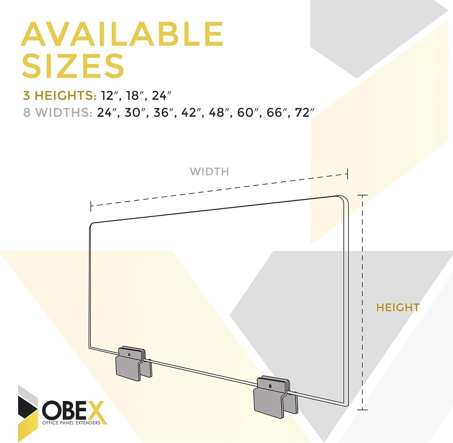 OBEX Acoustical Cubicle Privacy Screen Extender Desk Panel & Office Divider, Add Separation & Block Noise, 12" x 72", Overcast