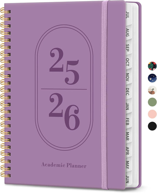 Planner 2025-2026, Academic Year Weekly and Monthly Calender Planner, July 2025 - June 2026, Spiral Bound School Planning Tool, Perfect for Teacher, Student, Women & Men - A5 (6.3" x 8.5"), Purple