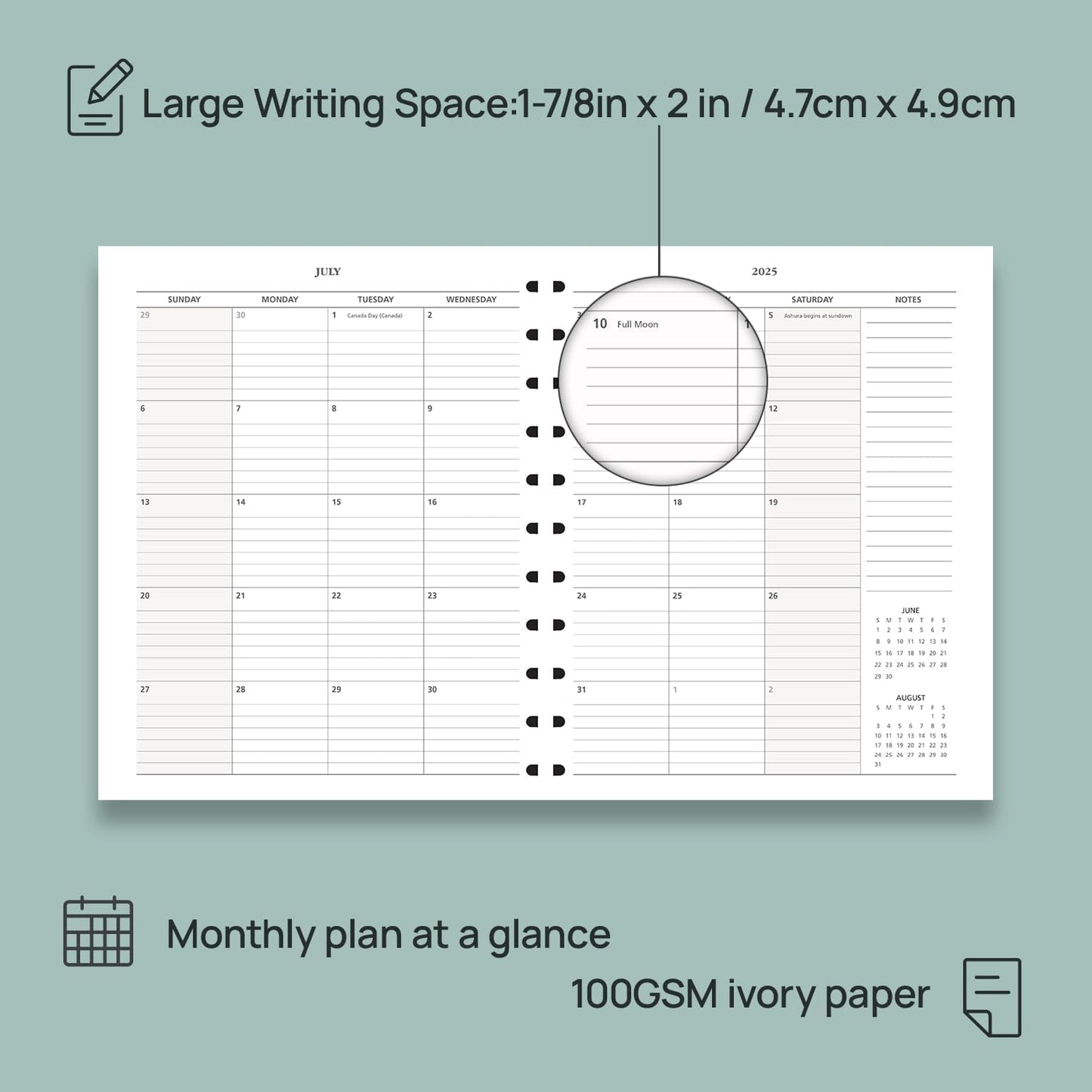 POPRUN Teacher Planner 2025-2026, (Disc-Bound Letter Size - 8.5'' x 11'') Academic Lesson Planner (Jul. 2025 - Jun. 2026) with Monthly Tabs, 2-Sided Pocket, Hardcover for Teachers, Light Pink