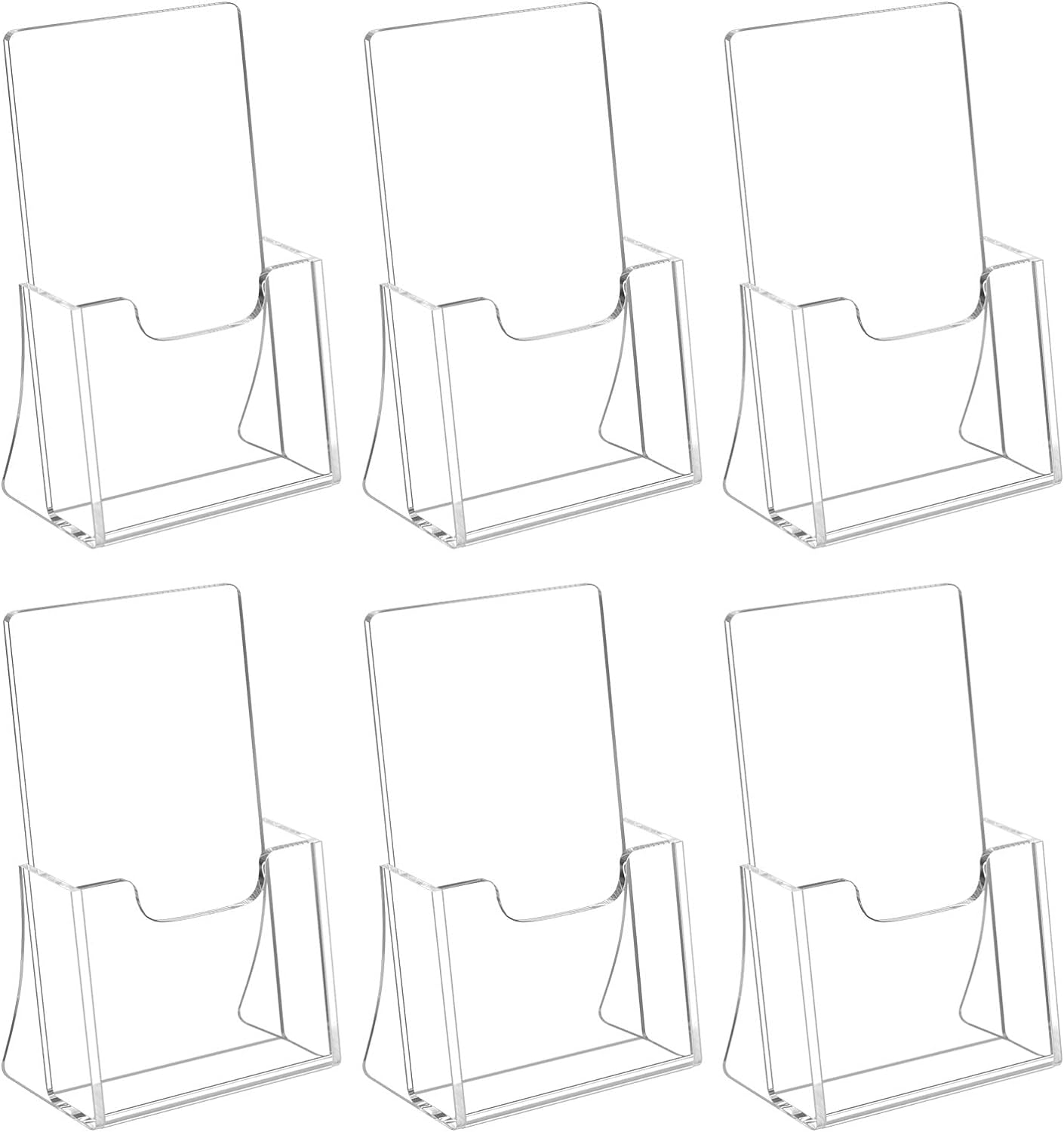 HIIMIEI Brochure Holder 4 x 6 inches, Acrylic Flyer Holder with 6 Pack, Plastic Stands for Displaying Flyer, Magazines, Pamphlets, Literature, Brochures, Booklets, Menu