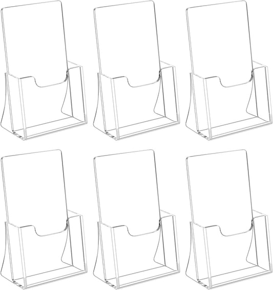 HIIMIEI Brochure Holder 4 x 6 inches, Acrylic Flyer Holder with 6 Pack, Plastic Stands for Displaying Flyer, Magazines, Pamphlets, Literature, Brochures, Booklets, Menu