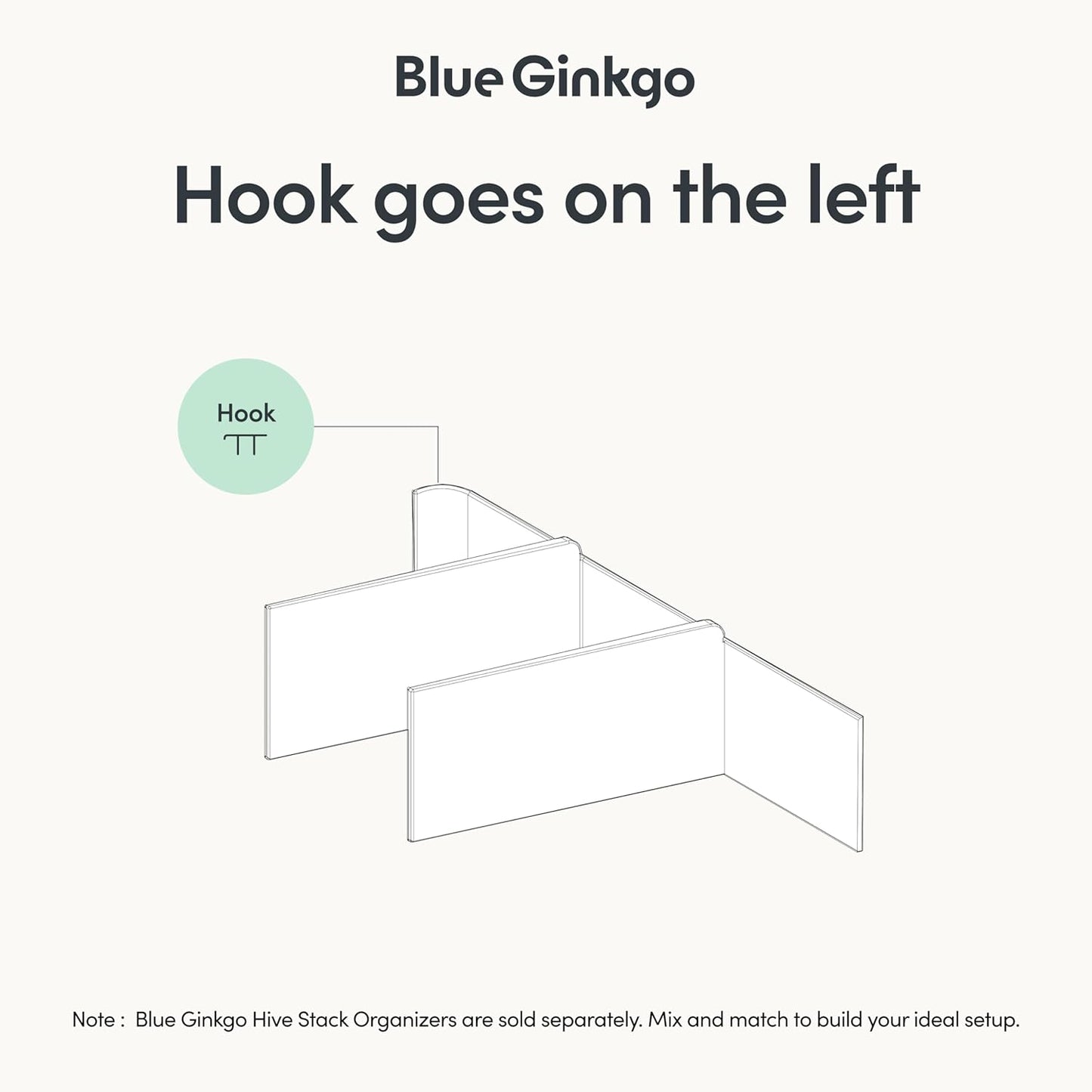 Blue Ginkgo Hive Stack Organizer Partition – (Made in Korea, White)