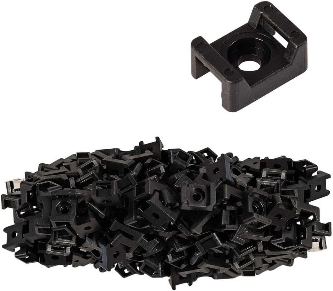 GTSE 100 Pack Of Black Screw Mounts, Zip Ties Up To 0.35" Wide, Saddle Type Zip Tie Anchors