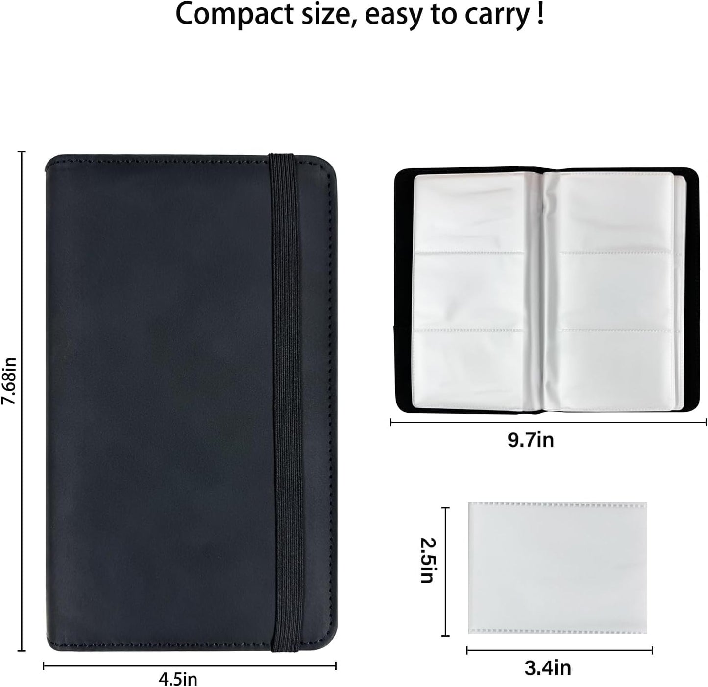Leather Professional Business Card Holder Book Organizer, 240 Card Slots Capacity Booklet, Premium PU Name Cards Storage Folder with Soft Cover, Credit Card Binder Holder for Men/Women (Black)