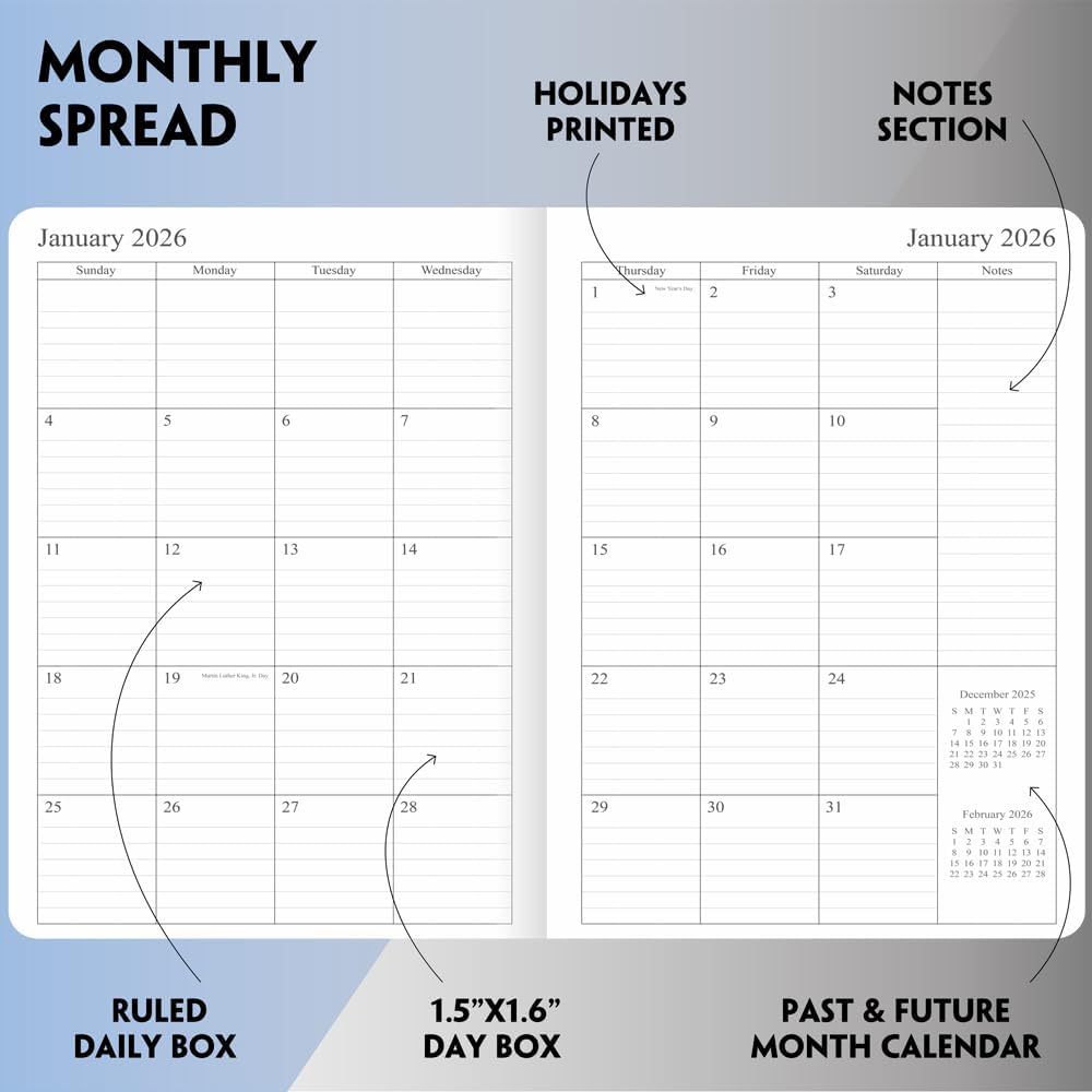 2025-2026 Planner - Weekly and Monthly Planner, Oct 2025 - Dec 2026, Vegan Leather Cover, Elastic Closure, 8.5"x11", Rose Gold