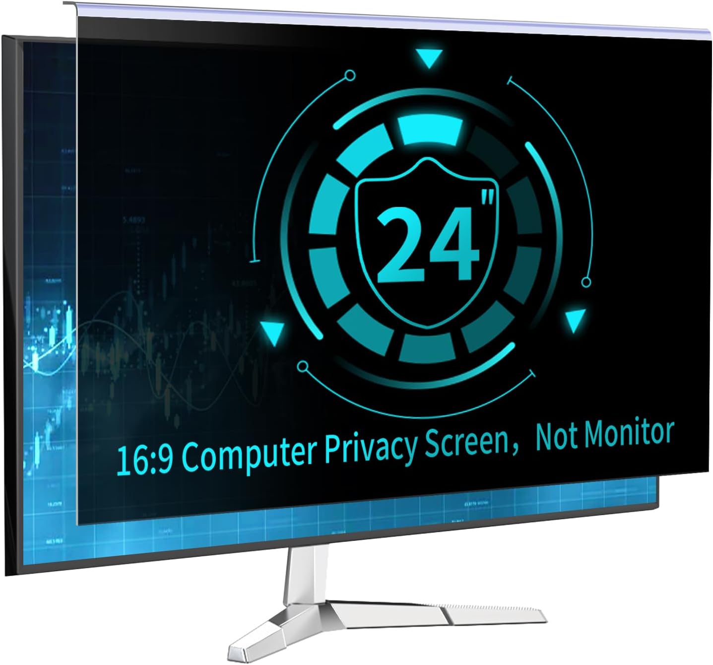 24 Inch Computer Privacy Screen for 16:9 Monitor, Anti-Blue Light Monitor Privacy Screen Filter, Anti-UV Computer Hanging Shield, Universal 23.6'', 23.8'', 24''