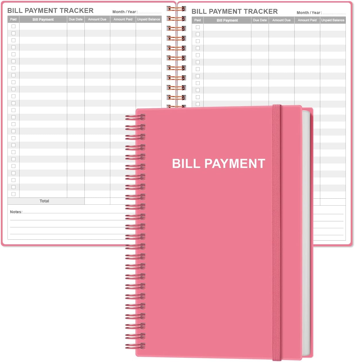 Bill Payment Tracker Notebook - Monthly Bill Organizer & Planner for Personal Budgeting Financial, Payments Checklist Organizer, 5.8" x 8.5", Pink