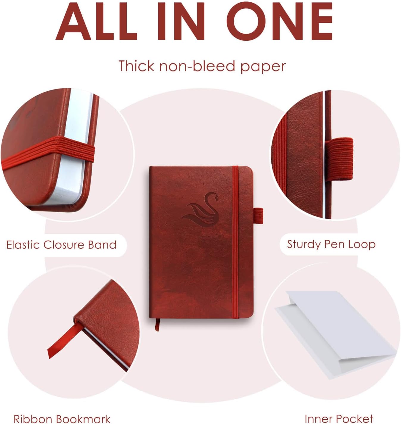 Elegant Password Book with Alphabetical Tabs - Hardcover Password Book for Internet Website Address Login - 7" x 10" Password Keeper and Organizer w/Notes Section & Back Pocket (Wine Red)