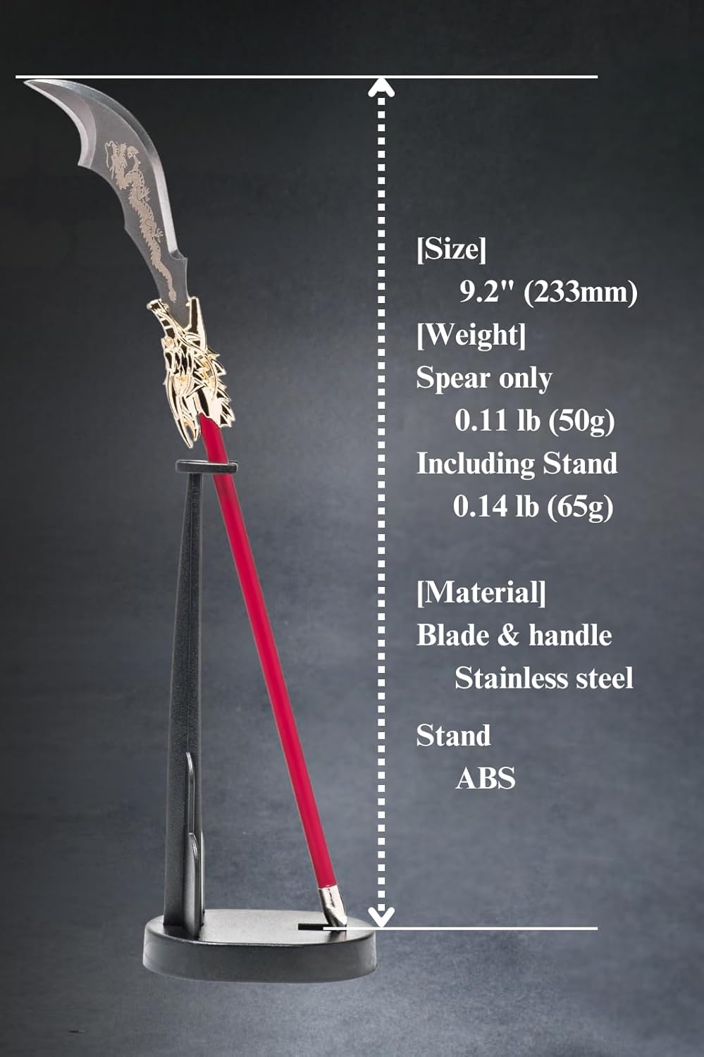 Three Kingdoms General's Spear Type Letter Opener Paper Knife Stainless Steel Made in Japan (Guan Yu)