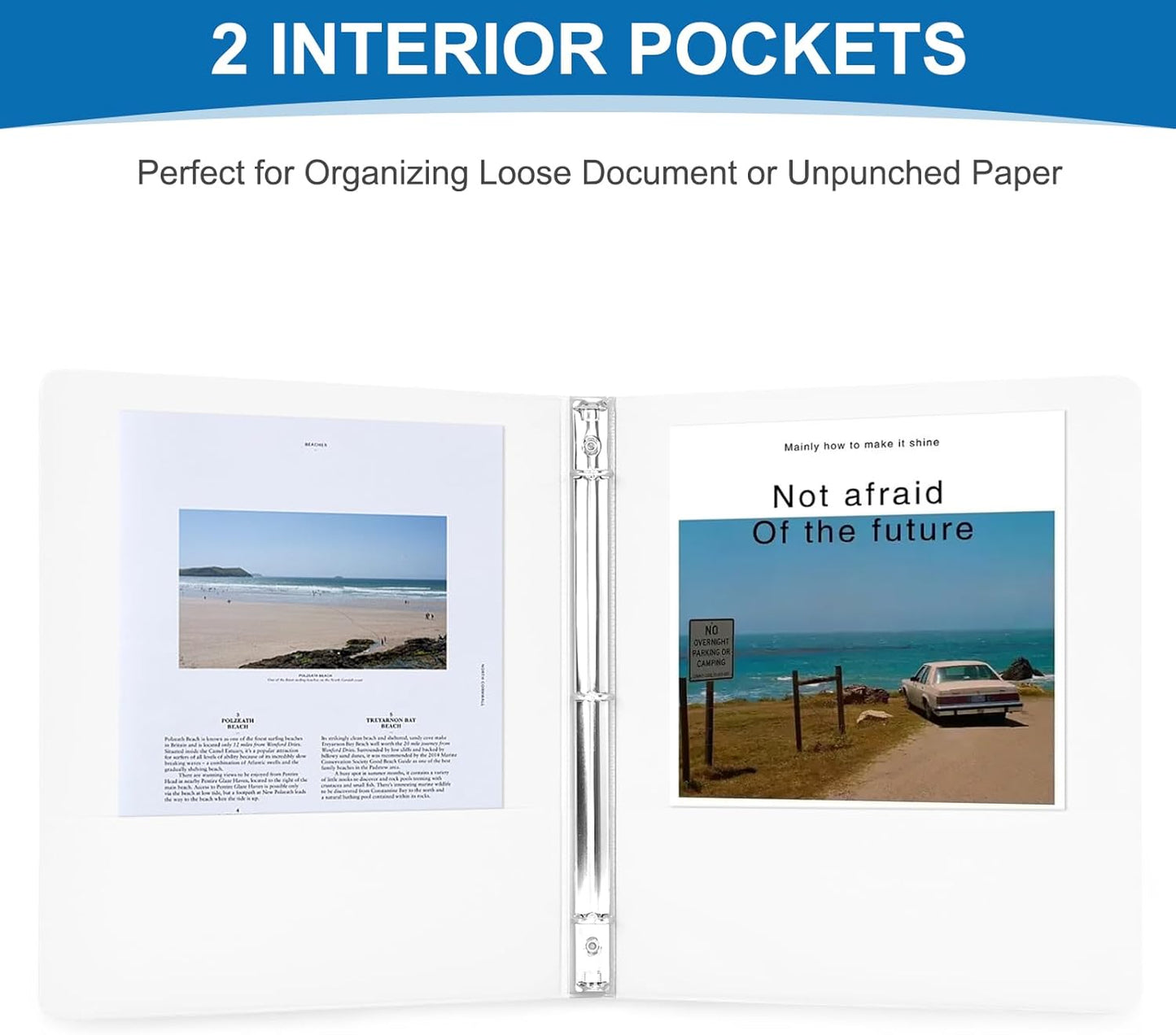 1/2 Inch 3-Ring Binder, 0.5-inch Round Ring Binder with 2 Inside Pockets, 12 Pack White Binders, Clear View CoverBinder Holds 8.5'' x 11''Paper for Office/Home/Back to School