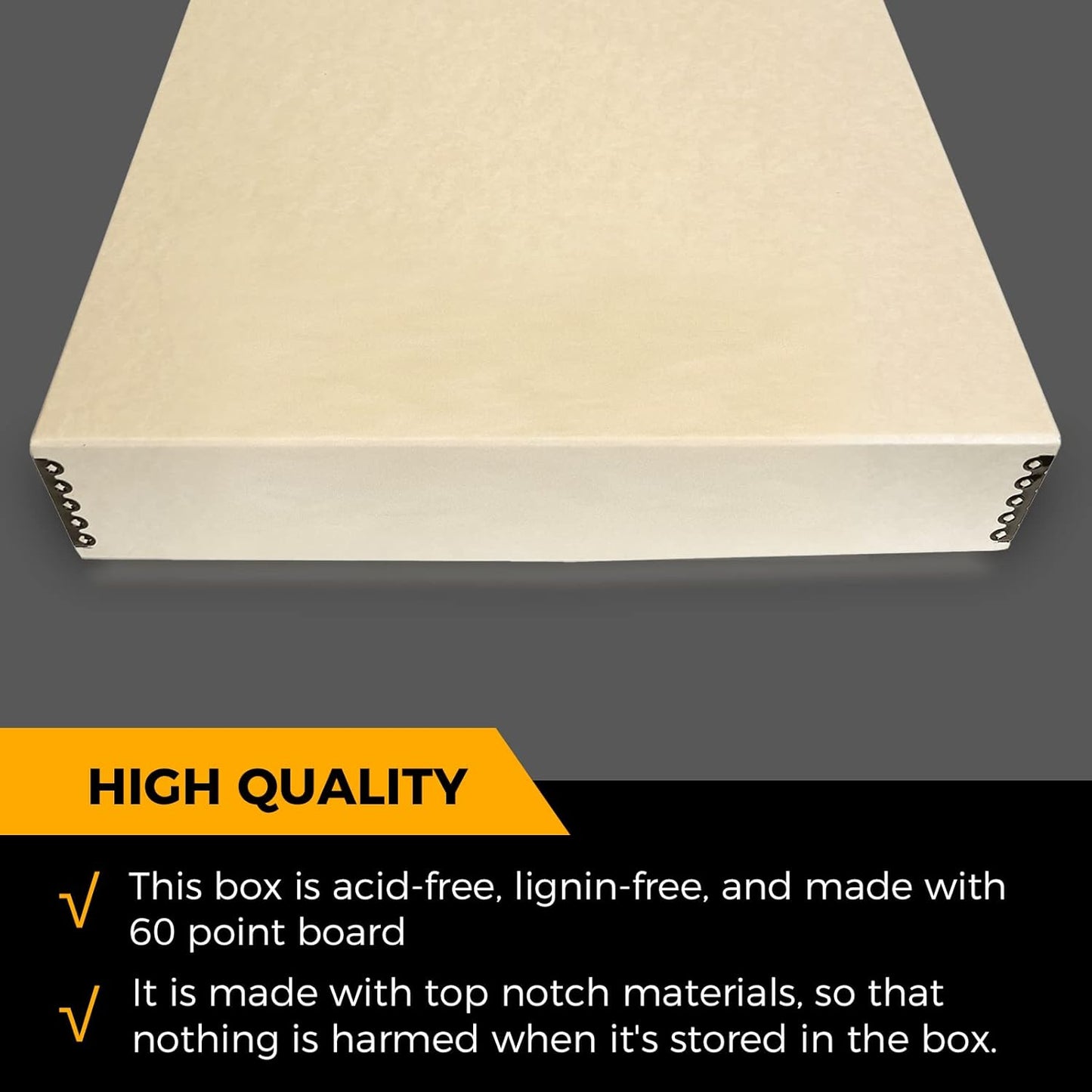 Golden State Art, Archival Storage Box, Acid-Free Drop Front Museum Box with Metal Edge for Storing Artwork Photos Documents Prints Arts and Crafts (Tan-17.75x22.75x3 Inches) Pack of 2