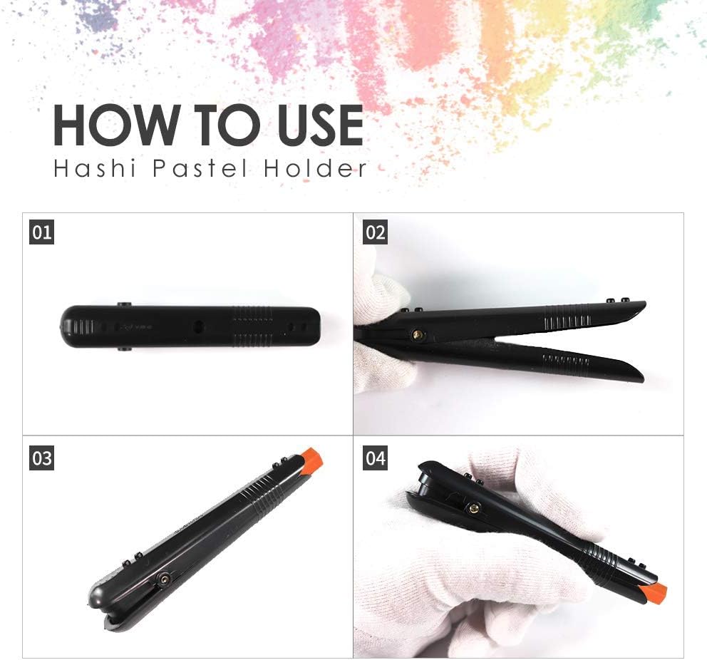 HA SHI Adjustable Plastic Pastel Holder (2pcs 1set), Great For Various Size Of Pastels, Stick Eraser Holder, Chalk Clip for Teachers, Pastel Keeper