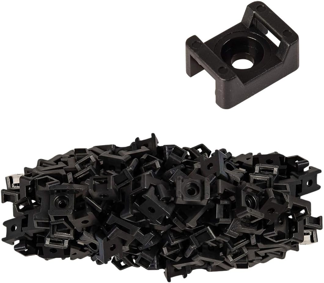 GTSE 12,000 Full Carton Of Black Screw Mounts, Zip Ties Up To 0.35" Wide, Saddle Type Zip Tie Anchors