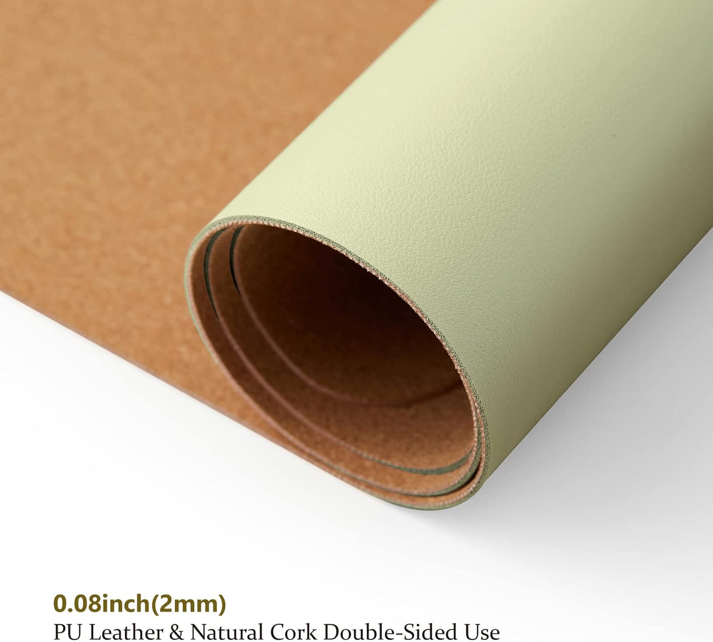 Cork Desk Mat - Dual-Sided Desk Pad for Office and Home - Desk Organization and Accessories - Ideal for Large Mouse Pad and Desk Mats on Top of Desks(Light Green,36"x 17")