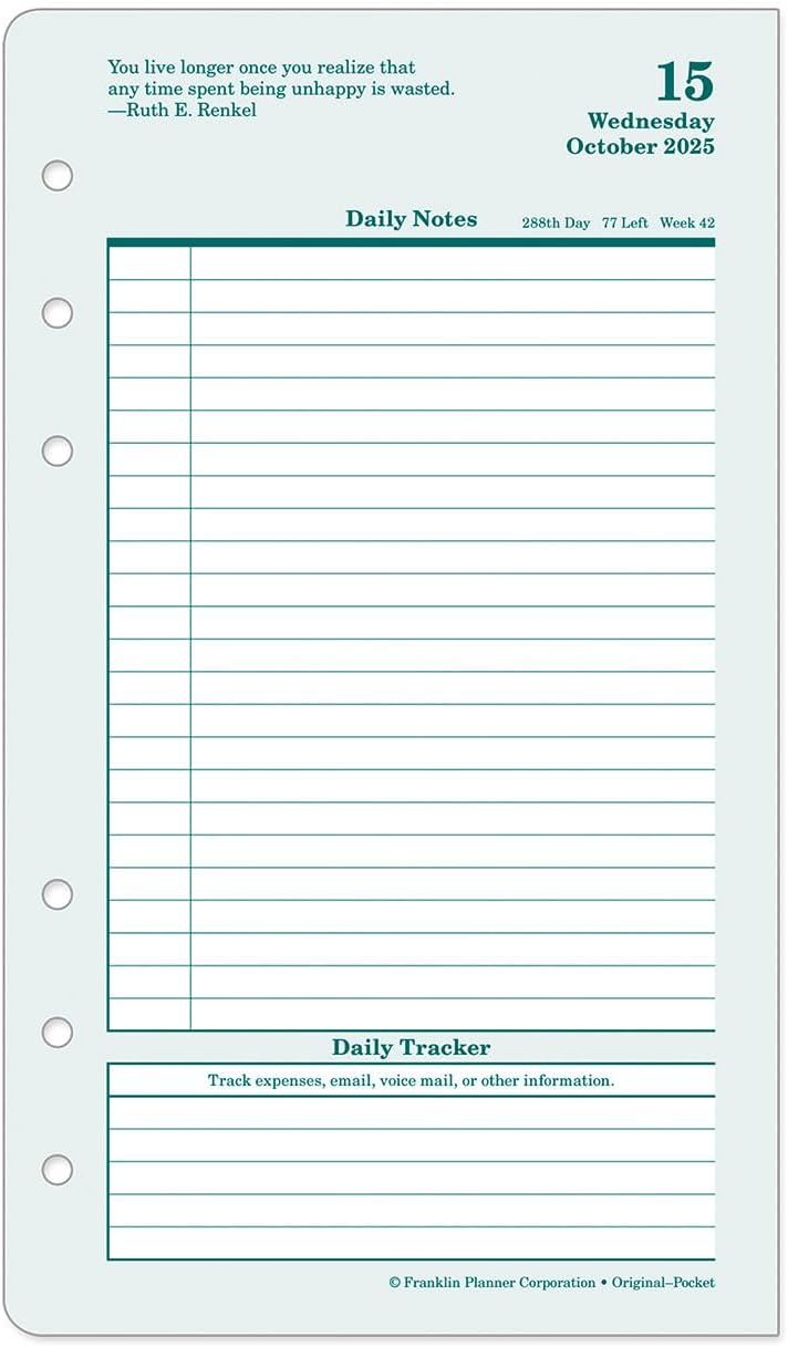 FranklinCovey - Original Two Page Per Day Ring-Bound Planner (Pocket, Oct 2025 - Sep 2026)