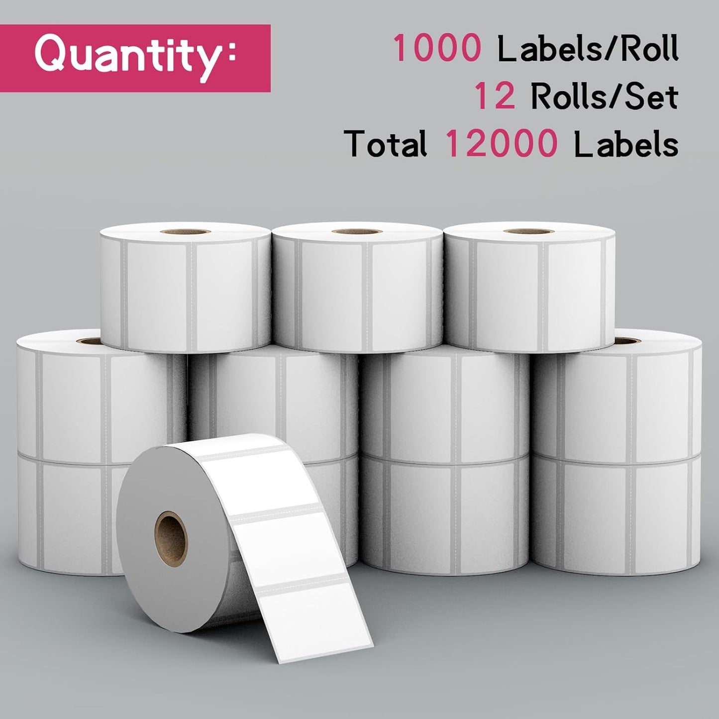 12 Rolls 2.25" x 1.25" Direct Thermal Labels, Shipping Labels Compatible with Zebra, Rollo, Munbyn Thermal Printers for Mailing Postage Address Barcode