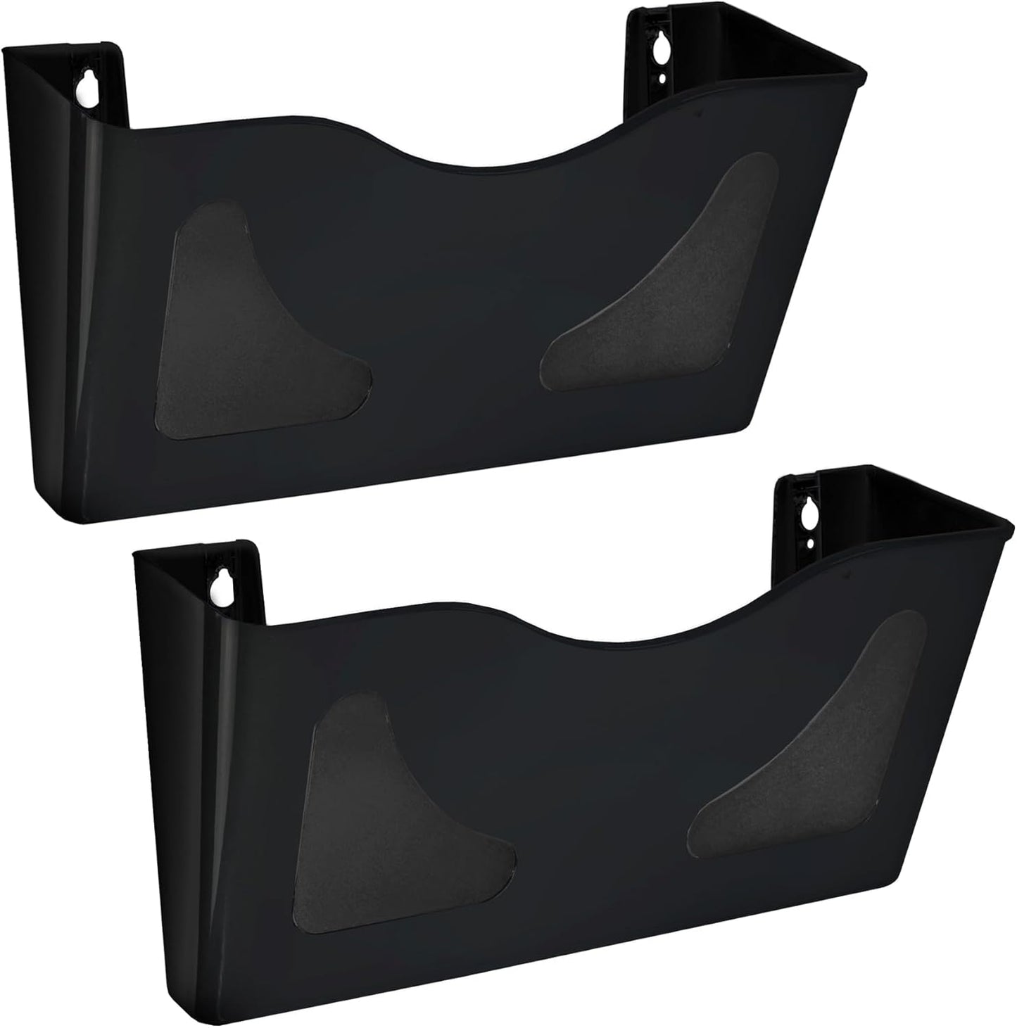 Azar Displays 250080-BLK-2PK Single Pocket Wall Mount File Holder Acrylic Vertical File Organizer for Office, Home, and School, Black (2-Pack)