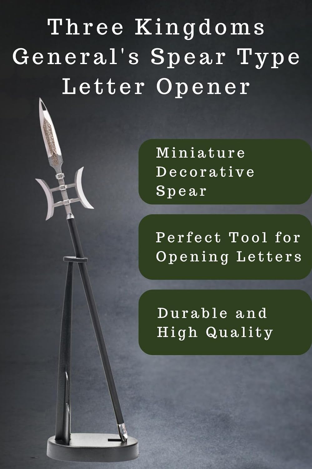 Three Kingdoms General's Spear Type Letter Opener Paper Knife Stainless Steel Made in Japan (Lu Bu)