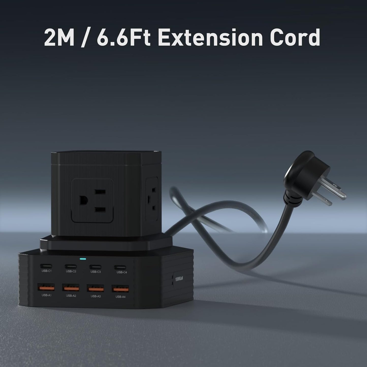 100W USB C Charging Station 13-in-1 Surge Protector Power Strip with 4 PD USB-C & 4 USB-A Ports, Adapt to MacBook Pro/Air, iPhone 15/14, iPad, and Multi-Device Office and Home Chargers