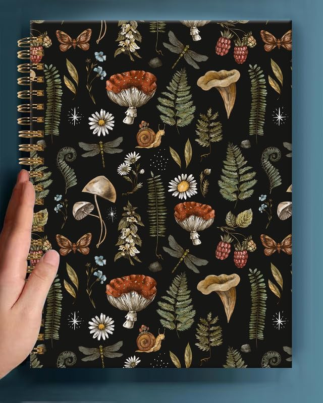 Spiral Journal Notebook,A5 Hardcover Lined Journals for Women Girl 6 x 8.3 in,120 Pages Thick Paper,Cute College Ruled Writing Notebook for Gifts Office Work School(Mushroom Forest Plant)