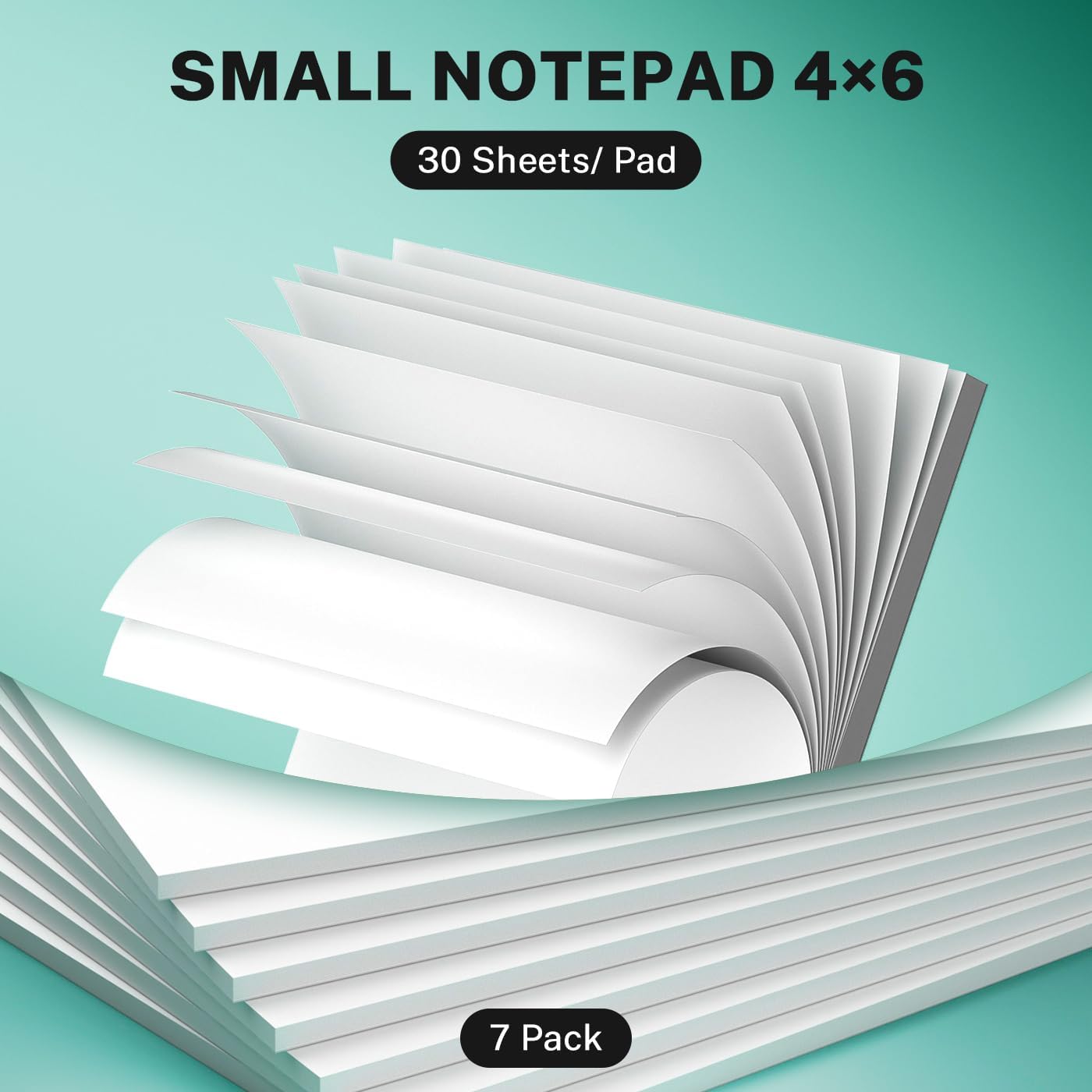 Note Pads 4x6 Blank Notepad, 6 Pack Blank Scratch Pads, 30 Sheets per Notepad for Writing, 4x6 White Pad of Paper Tear Off Notepads, Mini Server Note Pad Notebook for Home/Office/School