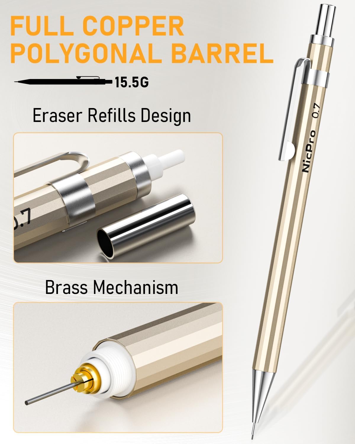 Nicpro 34PCS Art Mechanical Pencil Set, Metal Drafting Pencil 0.3 mm & 0.5 mm & 0.7 mm & 0.9 mm & 2PCS 2mm Lead Holder (6B 4B 2B HB 2H 4H Colors) For Sketching Drawing With 19 Tube Lead Refills Case