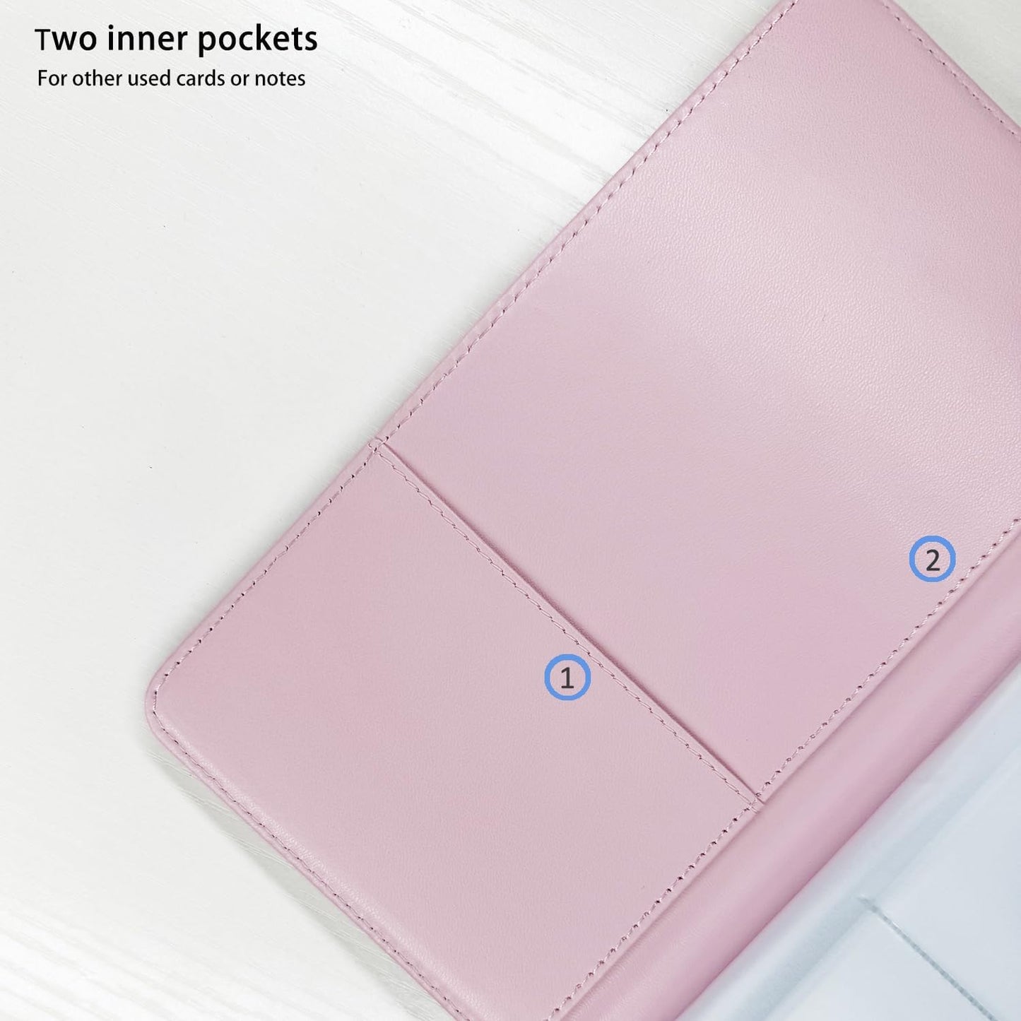 Leather Professional Business Card Holder Book Organizer, 240 Card Slots Capacity Booklet, Premium PU Name Cards Storage Folder with Soft Cover, Credit Card Binder Holder for Men/Women (Light Pink)