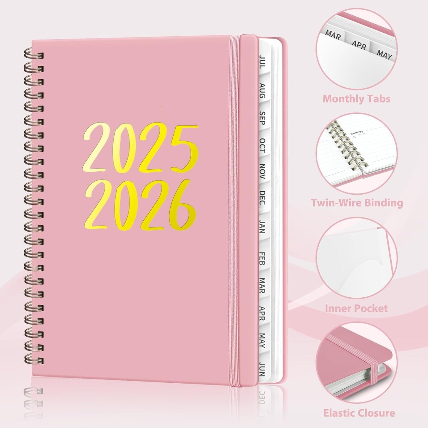 Planner 2025-2026, Monthly and Weekly Calendar Academic Planner (July 2025 - June 2026), Hardcover Planning Agenda Book for Office School Supplies, A5 (6.3" x 8.5")