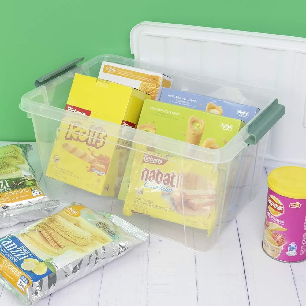 Gloreen 14 Quart Clear Storage Bins with Lid, Multipurpose Plastic Latch Box, 6 Packs