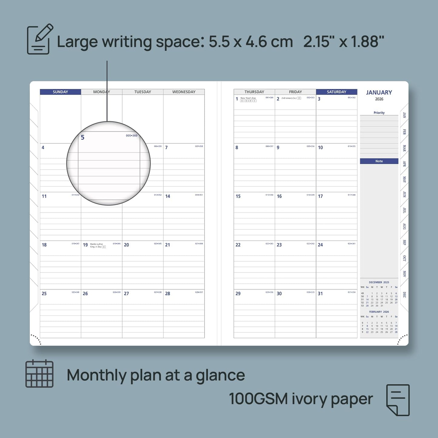 POPRUN 2026 Weekly Planner (A4 Size-8.25'' x 11.75''), 15-Minute Appointment Book (Jan 2026-Dec 2026) with Monthly Tabs, Inner Pockets, Pen Holder, PU Leather Softcover, 100GSM - Burgundy