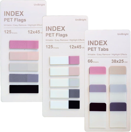 UniBright Sticky Index Tabs Combo Pack 316 Pcs Tabs for Notebooks Page Markers Page Tabs Book Tabs and Annotation Tabs Assorted Morandi Colors