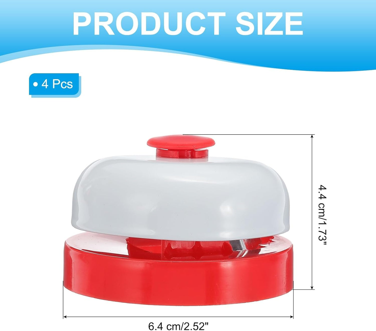 PATIKIL Desk Call Bell 2.5" Diameter, 4 Pcs Dinner Desk Front Bell for Service with Metal Anti-Rust Construction for Hotel Restaurant Reception Areas Office Warehouse, Red/White