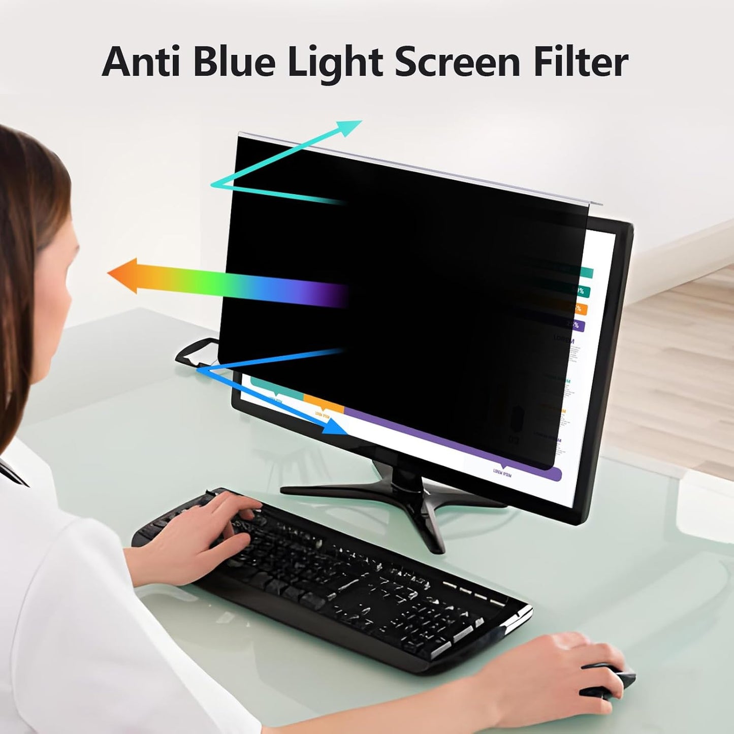RedANGEL 【2 Pack】 22 Inch Privacy Screen Protector (Compatible with 20", 20.2", 21.5", 21.6") for 16:9/16:10 Widescreen Monitors-Blue Light Blocking,Hanging Design, Anti-Scratch for Desktop Computers
