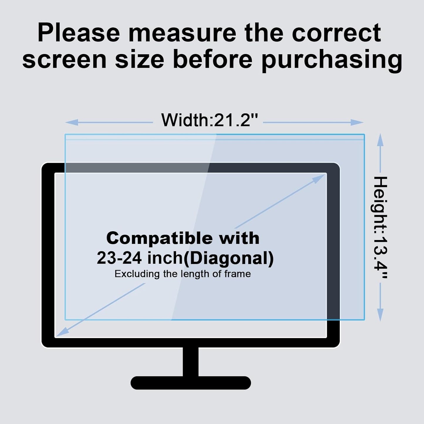 23-24 Inch Blue Light Filter for Computer Monitor, Computer Screen Blue Light Blocker Panel for 23, 23.6, 23.8, 24 Inch Diagonal Widescreen Desktop PC iMac Monitor, HD Not Anti-Glare
